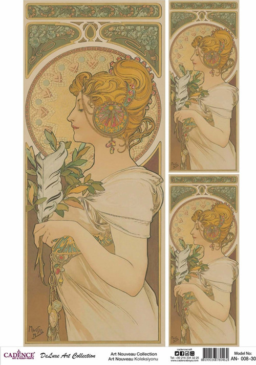 An 08 Art Nouveau Koleksiyonu Pirinç Dekopaj 30X42