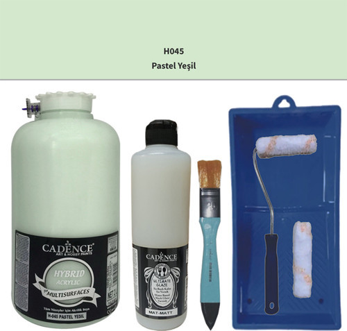 Mobilya Boyası Multisurface H-045 Pastel Yeşil 2000Ml Ultimate Vernik Mat 500Ml Satenruloset