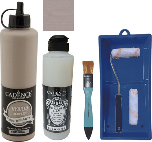 Mobilya Boyası Multisurface H-085 Sisal 500Ml Ultimate Vernik Parlak 250Ml Saten Rulo Set