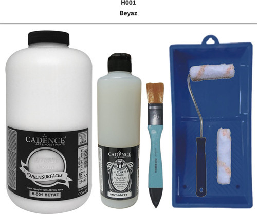 Mobilya Boyası Multisurface H-001 Beyaz 2000Ml Ultimate Vernik Mat 500Ml Saten Rulo Set