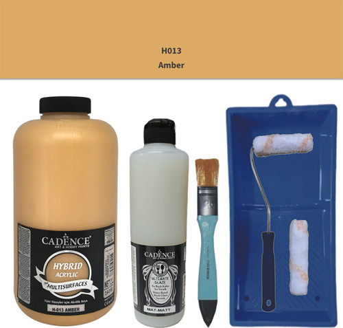 Mobilya Boyası Multisurface H-013 Amber 2000Ml Ultimate Vernik Mat 500Ml Saten Rulo Set
