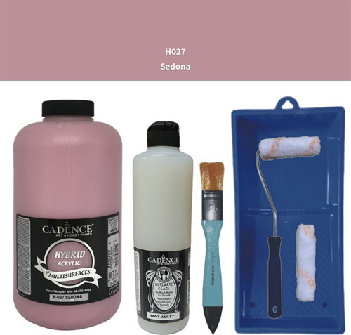 Mobilya Boyası Multisurface H-027 Sedona 2000Ml Ultimate Vernik Mat 500Ml Saten Rulo Set