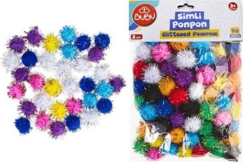 Simli Ponpon 2 cm 50'li Paket