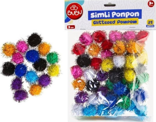 Simli Ponpon 3 cm 25'li Paket