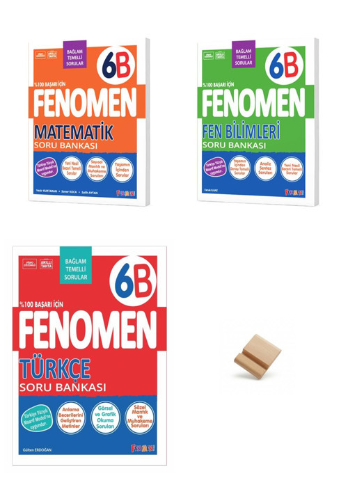 Fenomen 6. Sınıf Maarif 6B Matematik Fen ve Türkçe 3lü Set Soru Bankası + Telefon Standı