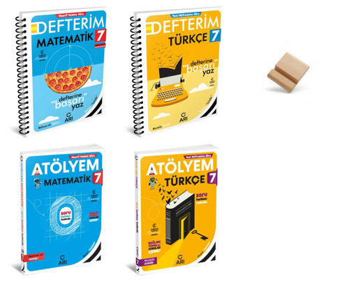 Arı 7. Sınıf 2027 Maarif Matematik ve Türkçe 4lü Set Defterim + Atölyem + Telefon Standı