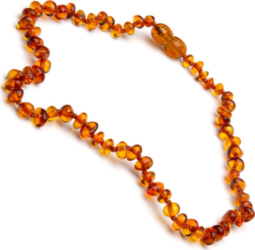 Karamel (cognac) Renk Parlak Barok Baltık Kehribar Bebek Diş Kolyesi (unisex)
