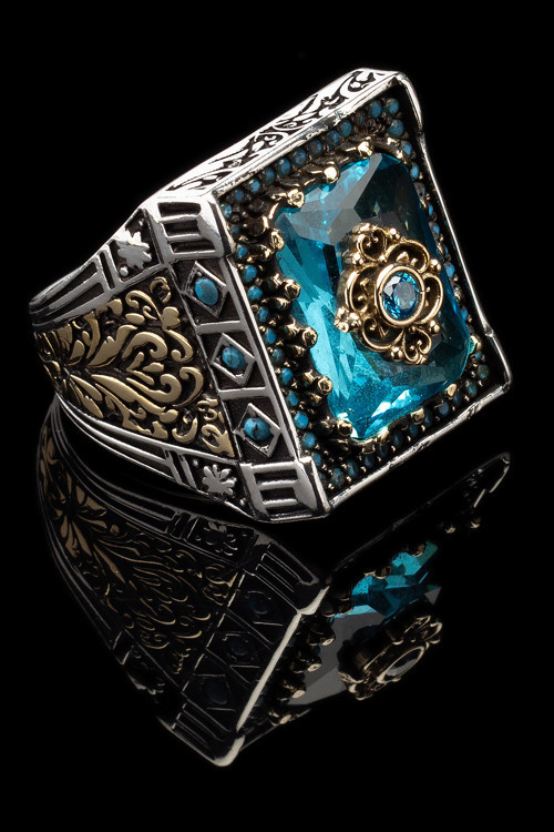 Topaz Taşlı Yüzük Erkek Yüzük 925 Ayar Gümüş Yüzük