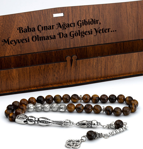 Erkek Babalar Günü Harfli 8mm Küre Kesim Kaplangözü Tesbih