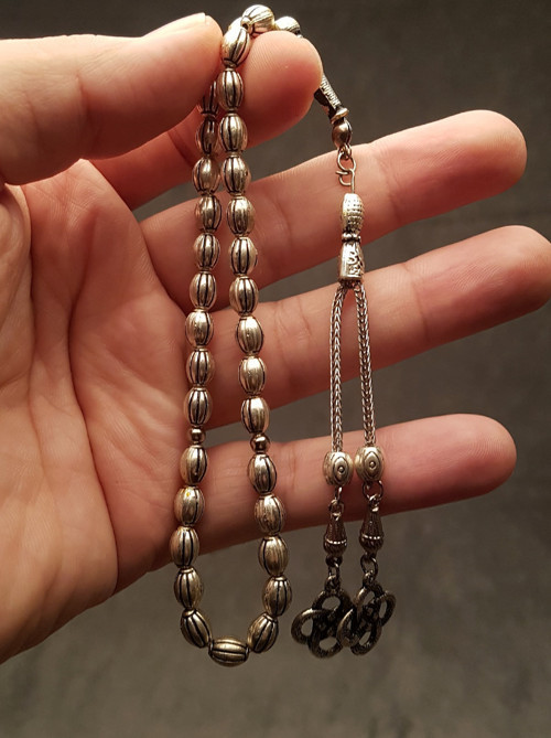 Erkek 6x8mm Arpa Kesim Kayı Boyu Model Bilek Boy Metal Tesbih