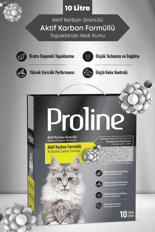 AKTİF KARBON GRANÜLLÜ BENTONİT KEDİ KUMU 10 LT
