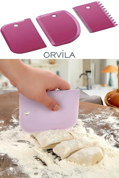 3'lü Set Hamur Doğrayıcı ve Pasta Şekillendirici Kazıyıcı Set