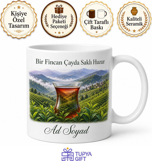 Rize Merkez Çay Bahçeleri Karadeniz Hatırası Kupa Bardak Hediye