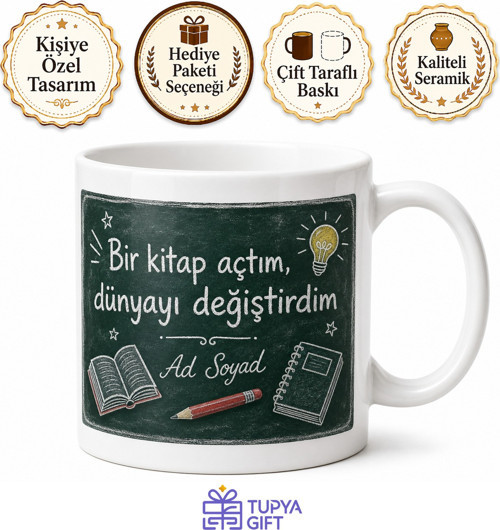 Öğretmen Tebeşir Yazısı Sınıf Tahtası Eğitim Neferi Kupa Bardak Hediye