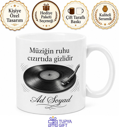 Plakçılarda Eski Plak Karıştıranlara Çizik Plak Cızırtılı Ses Kupa Bardak Hediye