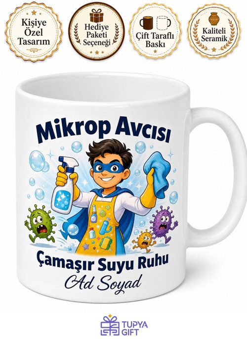 Sürekli Temizlik Yapanlara Mikrop Avcısı Çamaşır Suyu Ruhu Kupa Bardak Hediye