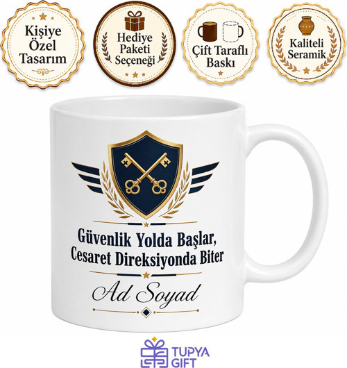 Zırhlı Para Taşıma Şoförü Güvenlik Temalı Baskılı Kupa Bardak Hediye