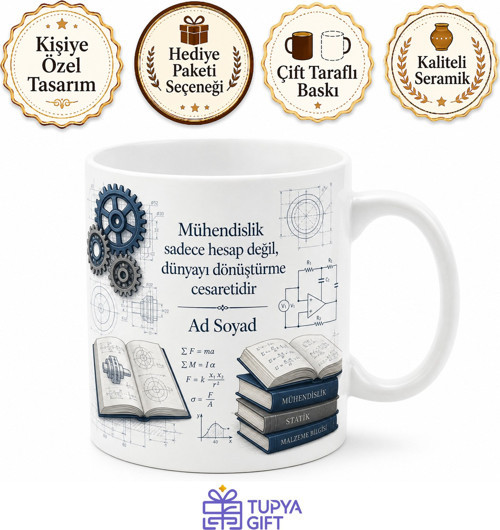 Mühendislik Kitapları Teknik Çizim Dişli Çark İnovasyon Formülü Kupa Bardak Hediye