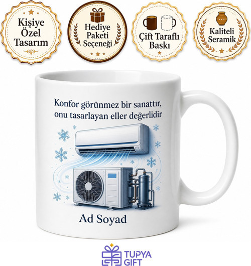 İklimlendirme Soğutma Öğrencisine Klima Kompresör Soğuk Hava Hediye Kupa Bardak