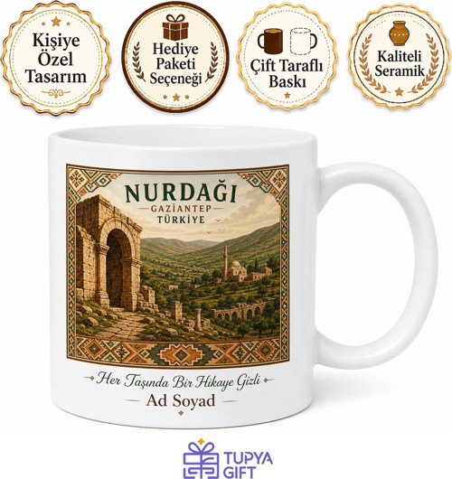 Nurdağı Tarihi Dokusu ve Doğası Antep Hatırası Kupa Bardak Hediye