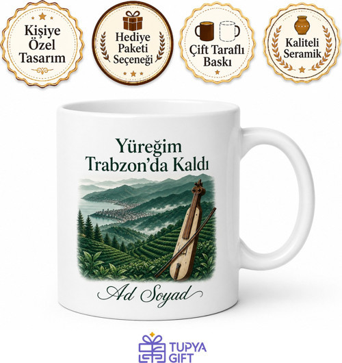 Trabzon Memleket Temalı Kişiye Özel Baskılı Kupa Bardak Hediye