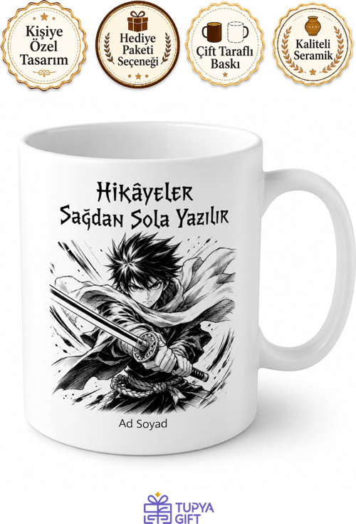 Manga Okuyanlara Japon Kültürü Anime Karakter Sağdan Sola Baskılı Kupa Bardak Hediye