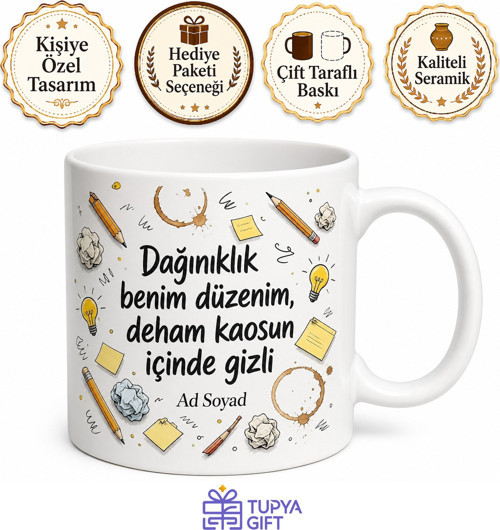 Dağınıklık İçinde Aradığını Bulan Dahi Zihinlere Esprili Kupa Bardak Hediye