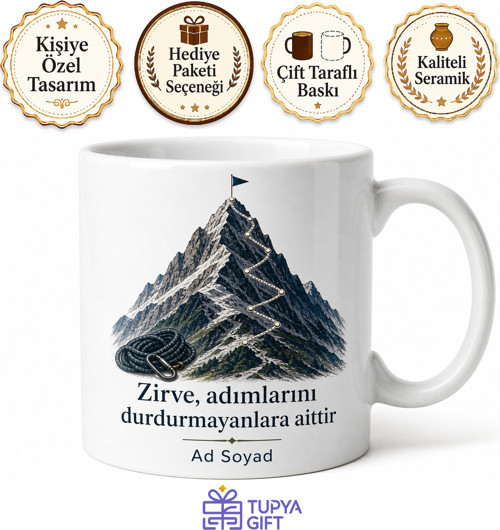 Dağ Keşif Ekibi Tırmanış İpi Zirve Rotaları Zirve Bayrağı Kupa Bardak Hediye