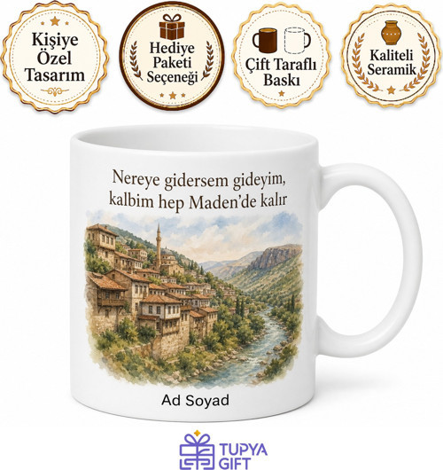 Maden Tarihi Dokusu ve Doğası Elazığ Hatırası Kupa Bardak Hediye