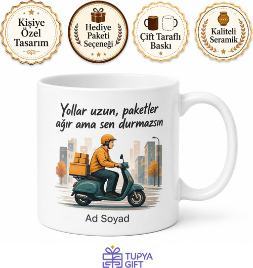 Kurye Hediye Kupa Sokak Sokak Paket Dağıtan Kuryeye Enerji Veren Seramik Bardak