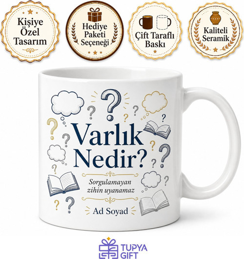 Felsefe Kitapları Soru İşaretleri Düşünme Bulutları Varlık Nedir Kupa Hediye Bardak