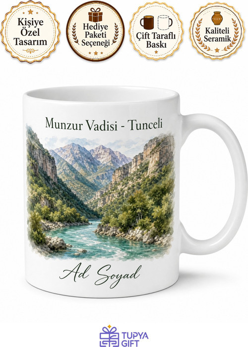 Tunceli Munzur Vadisi Hatıra Kupa Doğu Anadolu Hediye Bardak Porselen