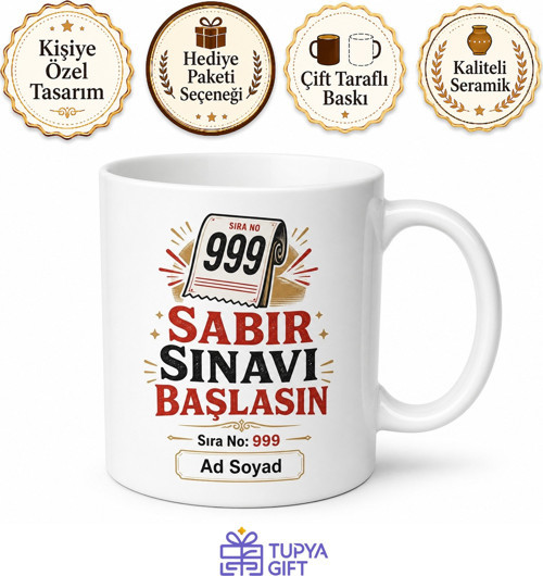 Banka Kuyruğunda Bekleyenlere Sıra Numarası Sabır Sınavı Kupa Bardak Hediye
