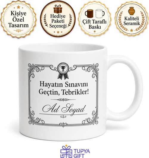 Diploma Tasarımlı Esprili Başarı Ve Mezuniyet Kutlaması Kupa Bardak Hediye
