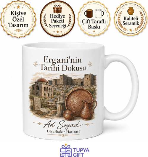 Ergani Tarihi Dokusu Diyarbakır Hatırası Kupa Bardak Özel Tasarım Hediye
