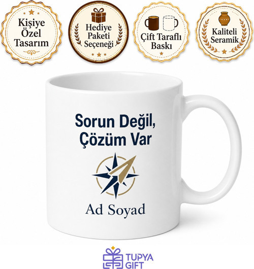 Sorun Değil Çözüm Odaklı Lider Ruhlu Yönetici Çay Kupası Hediye Bardak