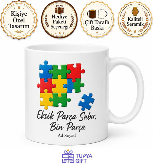 Puzzle Yapanlara Eksik Parça Sabır Bin Parça Kupa Bardak Hediye