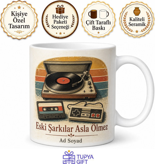 Retro Sevenlere Pikap Atari Kaset Eski Şarkılar Nostalji Kupa Bardak Hediye