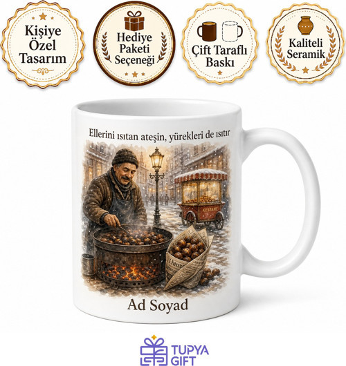 Kestaneciye Kömür Ateşi Yakanlara Kış Akşamı Nostaljisi Kupa Bardak Hediye