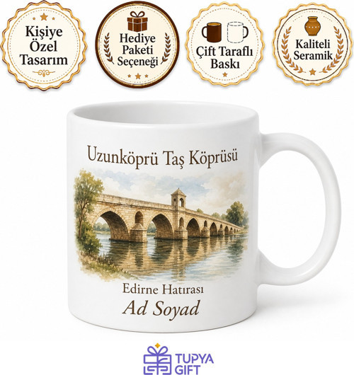 Uzunköprü Tarihi Taş Köprüsü Edirne Hatırası Kupa Bardak Hediye