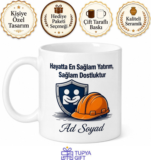 Garantici Arkadaşa Çift Dikiş Sağlamcı Risk Sevmeyen Kupa Bardak Hediye