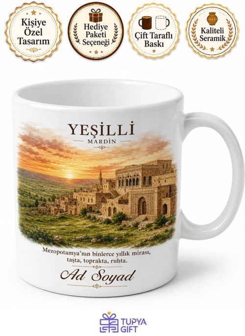 Yeşilli Tarihi Dokusu ve Doğası Mardin Hatırası Kupa Bardak Hediye