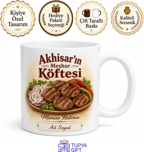 Akhisar Köftesi Manisa Hatırası Kupa Bardak Hediye Porselen Mug