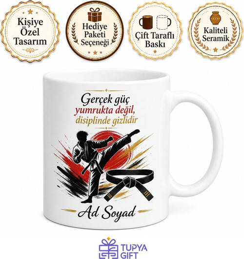 Dövüş Sanatları Karate Kuşağı Ringin Yıldızı Savunma Gücü Kupa Bardak Hediye
