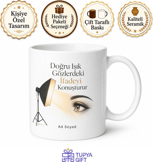 Portre Çekenlere Doğru Işık Gözlerdeki İfade Stüdyo Kupa Bardak Hediye