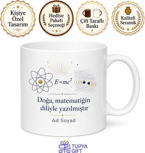 Dünya Fizik Günü Hediye Kupa Fizikçilere Özel Tasarım Porselen Bardak