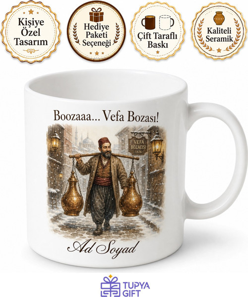 Boza Sırasında Bekleyenlere Nostaljik Sokak Satıcısı Sesi Kupası Hediye Bardak