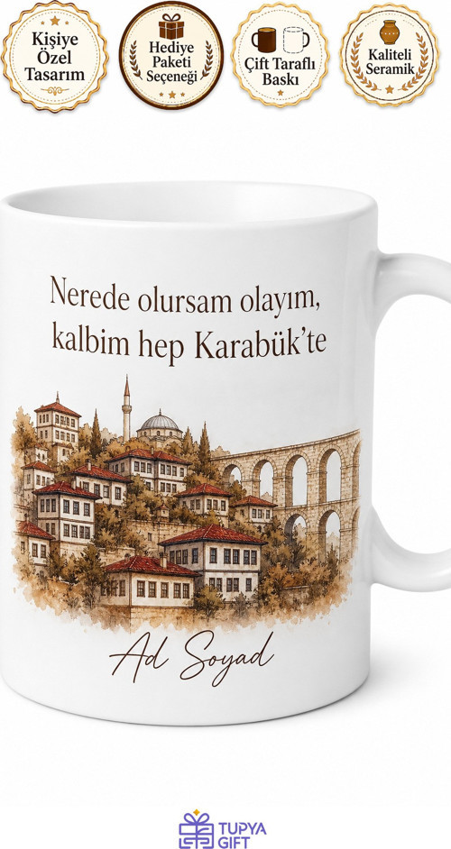 Karabük Memleket Temalı Kişiye Özel Baskılı Kupa Bardak Hediye