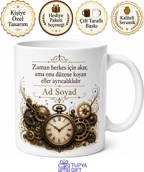 Dünya Saat Günü Saatçilere Özel Tasarım Porselen Kupa Bardak Hediye