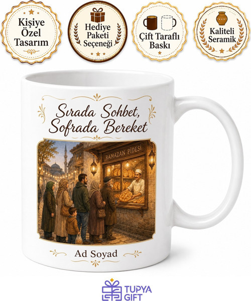 Ramazan Pidesi Kuyruğunda Sohbet Edenlere İftar Vakti Sıcacık Kupa Hediye